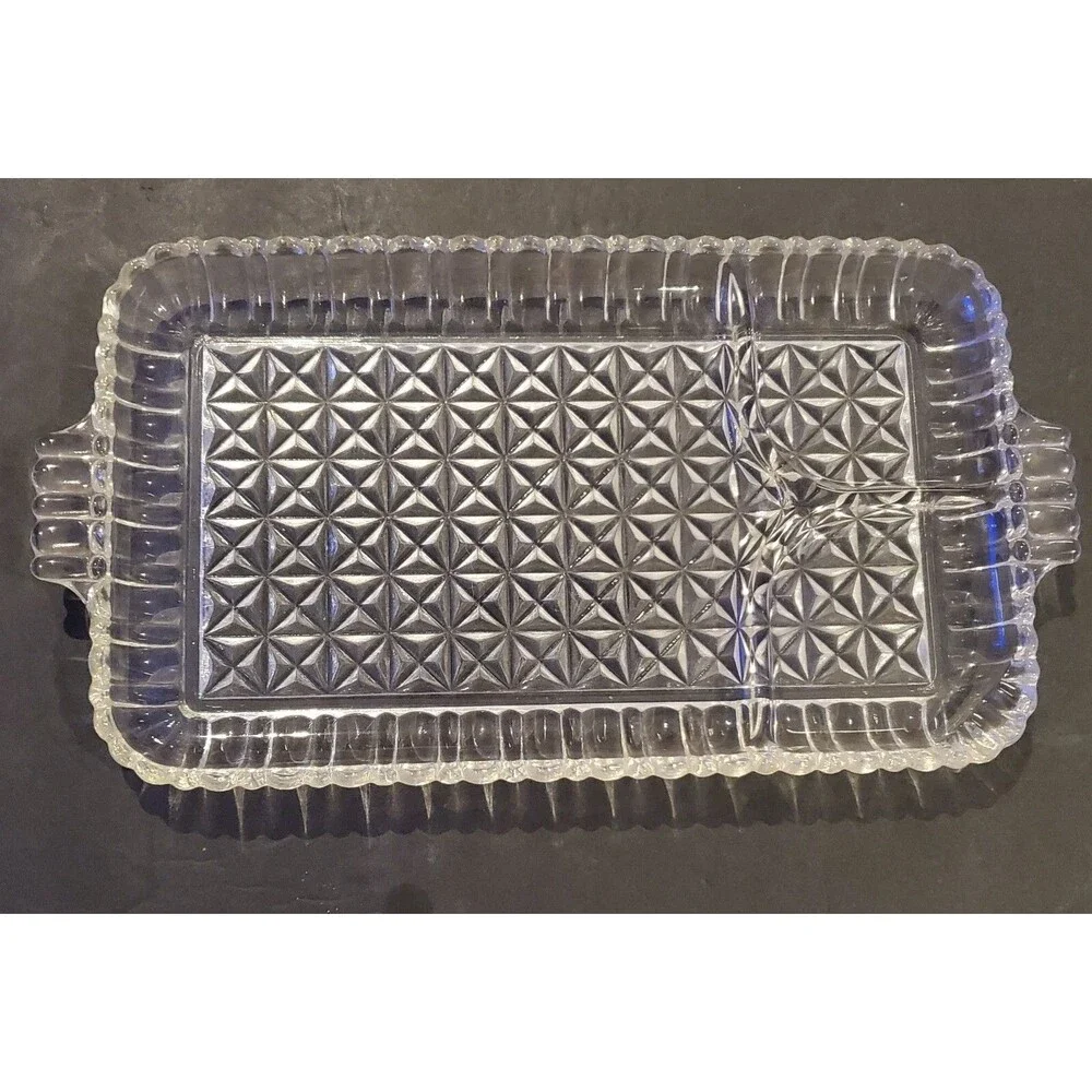 Anchor Hocking Serva Snack Divided Glass Serving Dish 3 Section Tray Appetizer